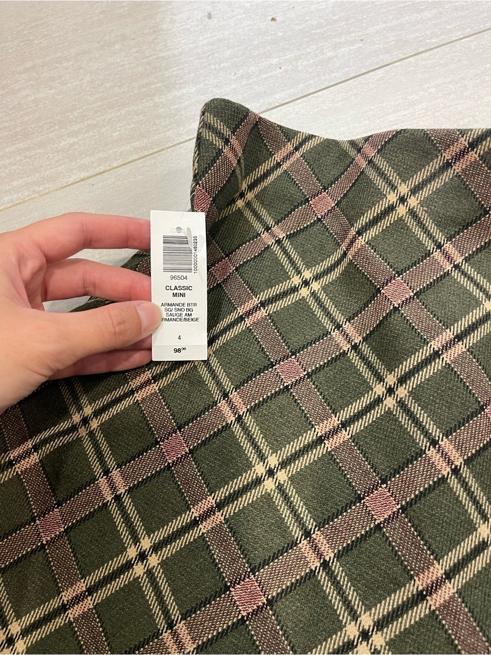NWT Wilfred Classic Mini Plaid Skirt Size 4 Wool Fall Academia Preppy Green Pink - Picture 4 of 8